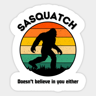 sasquatch retro style doesn't belive in you either Sticker